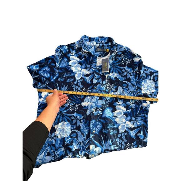 NWT Polo Ralph Lauren Custom Slim Fit Floral Print Terry Camp Shirt Size XXL - Picture 5 of 7